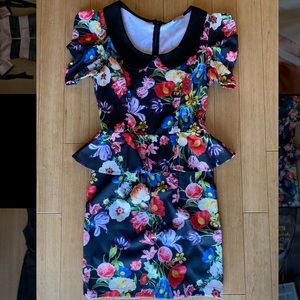 Floral print peplum dress